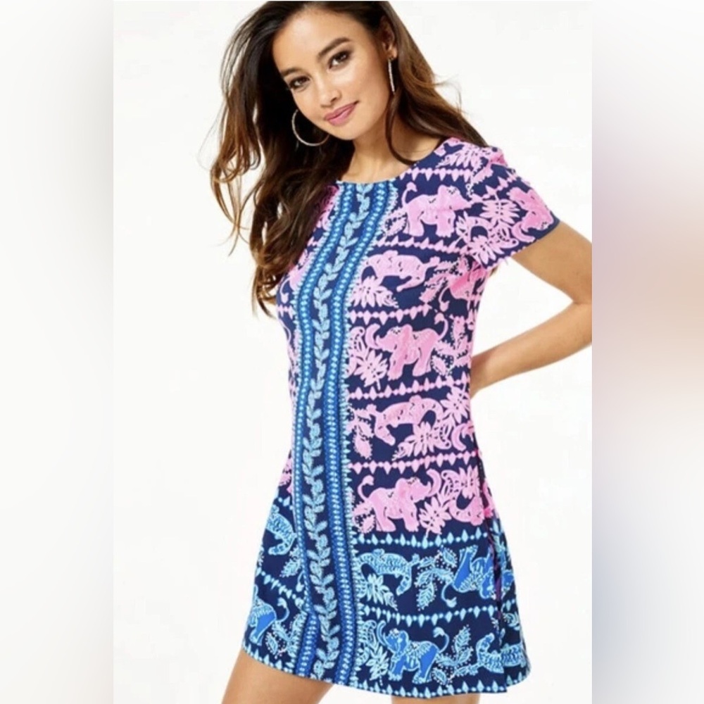 Lilly Pulitzer Navy and Pink Elephant Dress